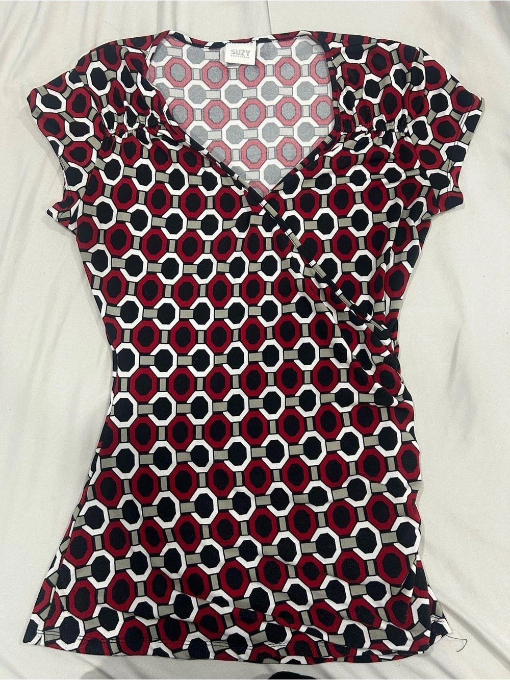 SUZY Geometric Tunic in Black & Red